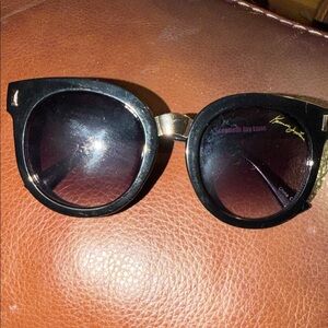 Kenneth Jay Lane Black and Gold Sunglasses